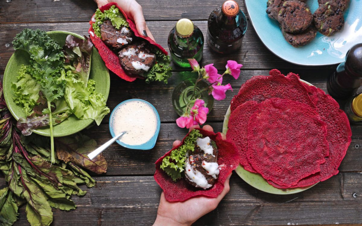 Bean Patties in Beet and Chickpea Wraps – Catanexus