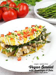 Vegan Omelet with Asparagus and Feta