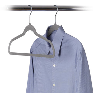 10 Pack Ultra-Slim Felt Non-Slip Clothes Hanger - Grey - Style 0675