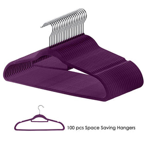 100Pcs Velvet Hanger Non Slip Clothes Hangers Space Saving Home