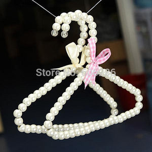 10PCS/LOT Plastic Pearl Bow Baby Clothes Hangers & Racks and  Pet Dog Cat Pearl Hangers Clothing Store  Baby Supplies