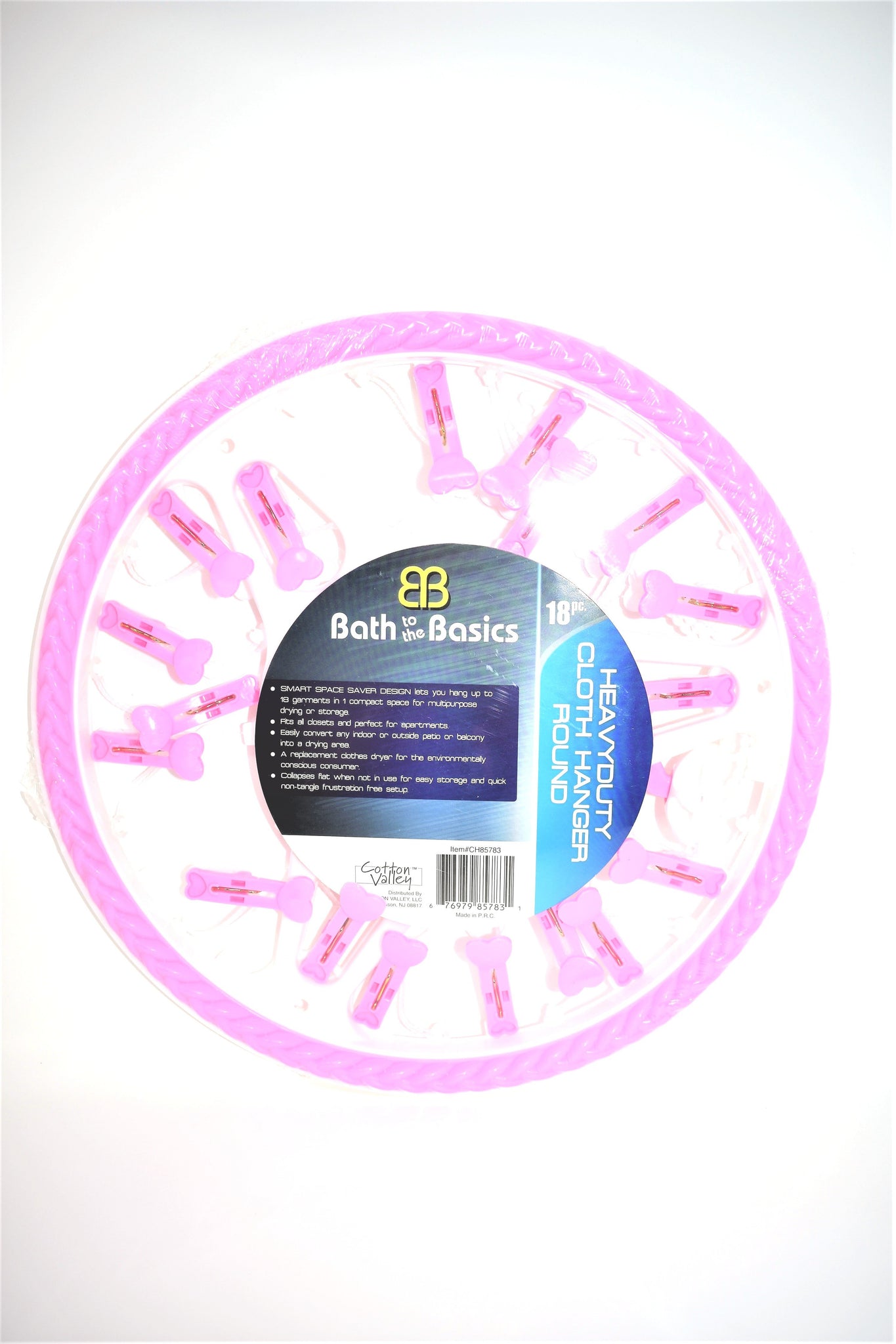 Heavy Duty Round Clothes Hanger With 18 Clips, Pink