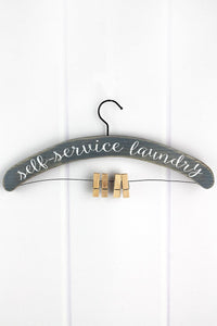7 x 15.75 'Self-Service Laundry' Clothes Hanger Sign with Clothespins