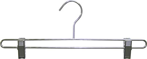 The Great American Hanger Company Chrome Bottom Hanger w/Adjustable Cushion Clips, Box of 50, 14 Inch Strong Metal Pants Hangers for Slacks or Skirts