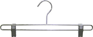 The Great American Hanger Company Chrome Bottom Hanger w/Adjustable Cushion Clips, Box of 50, 14 Inch Strong Metal Pants Hangers for Slacks or Skirts