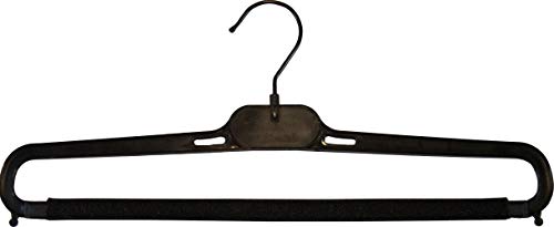 Black Plastic Pant Hanger with Non-Slip Foam Bar, Box of 100 Bottoms Hangers with Black Swivel Hook