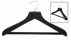 Black Contoured Suit Hanger w/ Non-Slip Bar