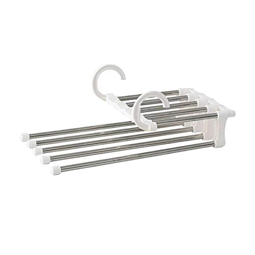 Aland Multi-Layer Clothes Pants Hangers Wardrobe Jeans Stainless Steel Storage Rack Multi-layer hanging pants storage rack five in one hundred magical magic hanger magic White