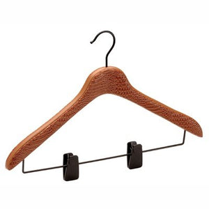 Organize It All Faux Leather Blouse/Skirt Hanger, Light Brown with Plastic Clips 8703