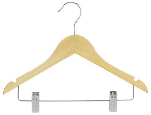 Only Hangers Junior Wood Suit Hangers Natural Finish Box of 100
