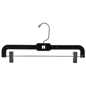 Mainetti 5131 Black Plastic Hangers with 360 Swivel Metal Hook and Sturdy Metal Non-Slip Padded Clips, Great for Pants/Skirts/Slacks/Bottoms, 14 Inch (Pack of 10)