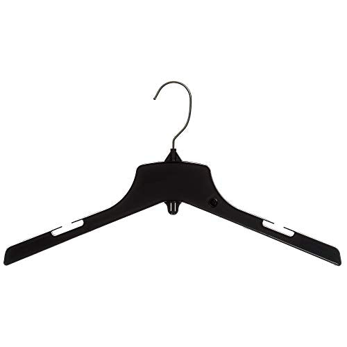 Mainetti 3328 Heavy Duty Black Plastic Hangers With Standard Rotating Metal Hook, Great For Jackets/Coats/Outerwear, 17-Inch (Value Pack Of 100)