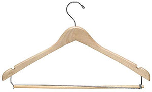 Contoured Suit Hanger With Locking Bar Maple/6 Pack