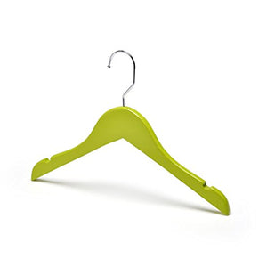 Non-slip- With Non-slip Groove Solid Wood Baby Child Hanger, 10 Packs hanger (Color : Green)