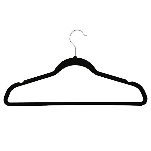 Topeakmart Ultra Thin Non Slip Suit Hangers,Premium Quality Space Saving Velvet Hangers Strong and Durable Hold Up To 10.5 Lbs Black - 100 pack