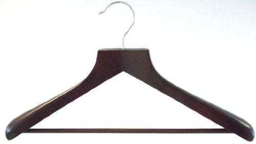 Only Hangers Walnut Finish Deluxe Suit Hanger with Bar