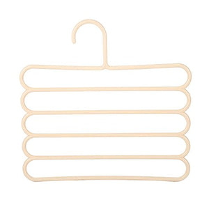 Daycount Pack of 3 Pants Slack Closet Hangers Storage, Space Saver Rack S-Type Closet for Clothes Pants Clothes Scarf Tie Hanging (Beige)