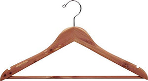 The Great American Hanger Company Cedar Suit Hanger, Box of 8, Flat 7/16 Inch Hangers with Solid Wood Pant Bar, Chrome Swivel Hook and Notches (New Feature 2018!)