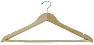 Deluxe Hard Wood 17" Suit Hanger Natural Finish - Box of 100 -