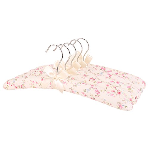 Neoviva 15.7 Inch Anti Slip Thick Floral Padded Hangers Set for Adults Women, Pack of 5 Foam Fabric Coat Hanger for Sweater Dresses