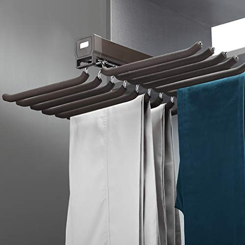 FKhanger Hanging Pull-Out Trousers Rack, Pants Holder Damping Rail, Tie Rack Wardrobe (18 Pairs) (Color : Brown)