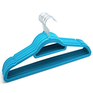 Non-slip- Hanger Skid-proof Lint-free Flocking Hanger For Adult Clothing Store, 10 Packs hanger (Color : Blue)
