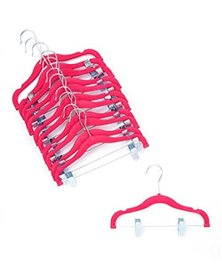 A1-hangers 12 PACK Kids hangers with clips PINK (13" length) baby Clothes Hangers Velvet Hangers use for skirt hangers Clothes Hanger pants hangers Ultra Thin No Slip kids hangers