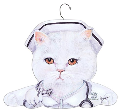 Stupell Home Décor Nurse White Cat Hanger, 17 x 0.4 x 11, Proudly Made in USA
