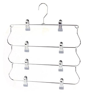 FORWIN- Hanger Multilayer Clamp Family Culottes Folding Type Storage Hanger 1 Or 2 Pack hanger (Color : Silver, Size : 2 Pack)