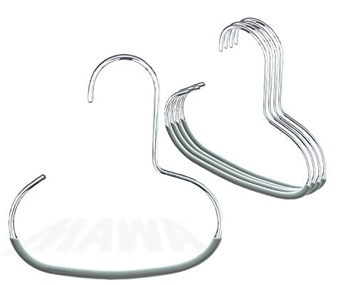 Mawa by Reston Lloyd Accessory Non-Slip Space-Saving Clothes Hanger Hook for Scarves, Style G1, Set of 5, Silver