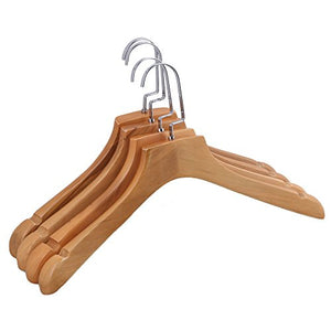 Lovermusic 4PCS 15inches Polished Natural Wooden Skirt Dress Clothes Hangers with Non-Slip Slots