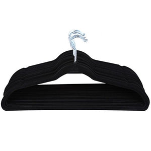 Greensen Velvet Hangers, 20 Pcs Heavy Duty Durable Non Slip Bar Clothes Suit Shirt Pant Hangers Organization Home (Black)