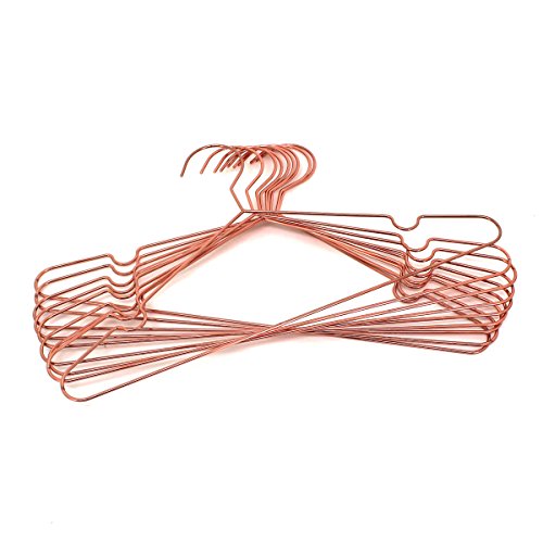 Koobay Top 17" Rose Copper Gold Shiny Steel Wire Clothes Hanger Non Slip Shoulders for Shirts,Coat,Slacks Storage & Display (10)