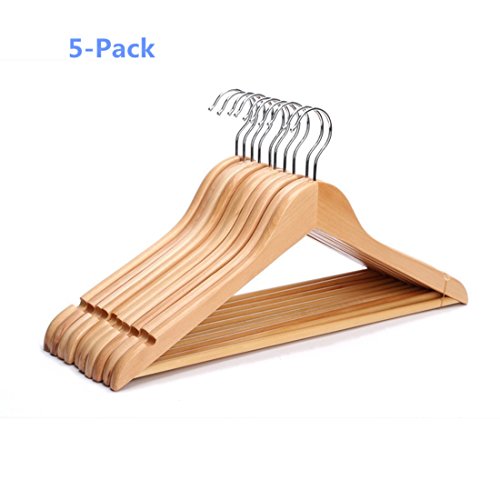 Special OFF!Butler Courtesy Natural Wood Triangle Anti Skidding Nocthes Wooden Clothes Hangers 5Pcs
