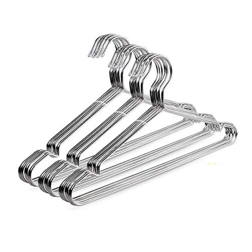 OIKA Clothes Hangers 30 Pack Suit Hangers Stainless Steel Strong Metal Hangers 16.5 Inch for Heavy Duty Coat Hangers