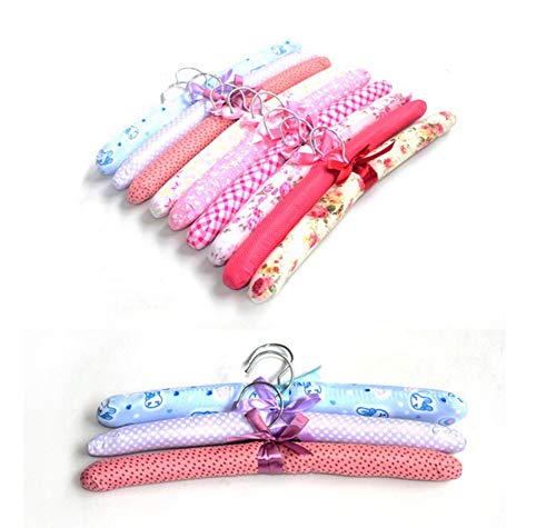 Wed2BB 10PCS of Floral Cotton Padded Hangers Soft Cloth Hanger-Random Delivery