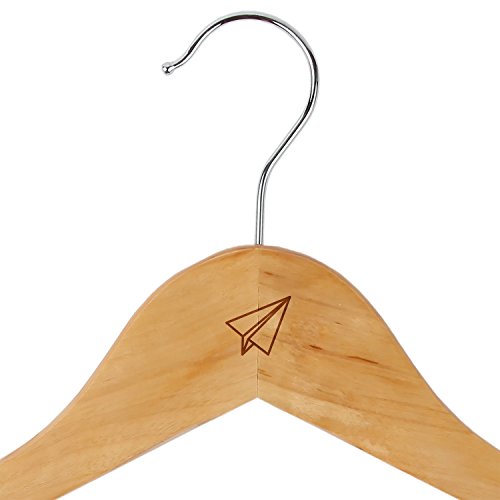 Paper Airplane Maple Clothes Hangers - Wooden Suit Hanger - Laser Engraved Design - Wooden Hangers for Dresses, Wedding Gowns, Suits, and Other Special Garments