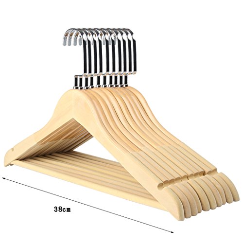 Non-slip- Anti-skid Wood Flocking Hanger Household, 10 Packs hanger (Size : L)