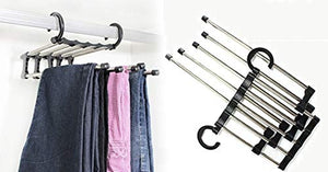 2X 5-in-1 Space Saver Pants Hanger PLUS FREE GIFT CELL PHONE ANTI-DUST PLUG