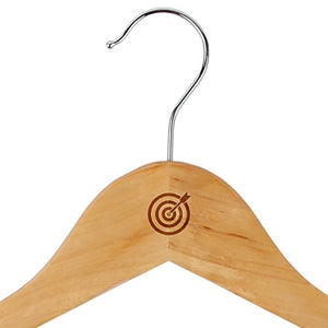 Archery Target Maple Clothes Hangers - Wooden Suit Hanger - Laser Engraved Design - Wooden Hangers for Dresses, Wedding Gowns, Suits, and Other Special Garments