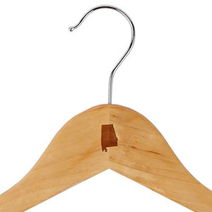 Alabama Maple Clothes Hangers - Wooden Suit Hanger - Laser Engraved Design - Wooden Hangers for Dresses, Wedding Gowns, Suits, and Other Special Garments