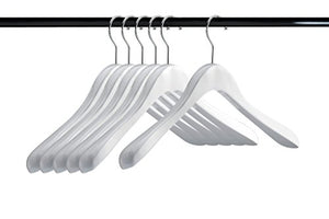A1 Hangers White wooden hangers (Set of 6) Extra Thick clothes hangers for coat hanger and suit hangers