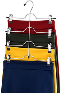 Bright Sun Quality Space Saving 4 Tier Trouser Skirt Hanger (Set of 3) Sturdy Luxurious Chrom #YHAS
