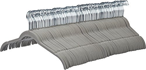 AmazonBasics Velvet Shirt Dress Clothes Hangers, 100-Pack, Gray