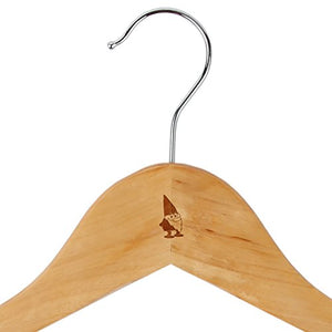 Garden Gnome Maple Clothes Hangers - Wooden Suit Hanger - Laser Engraved Design - Wooden Hangers for Dresses, Wedding Gowns, Suits, and Other Special Garments