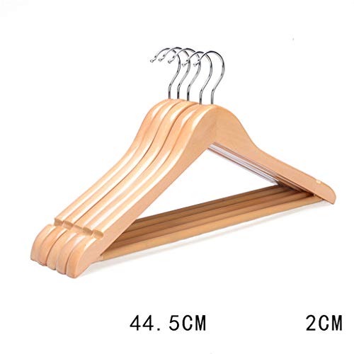 Solid Wood Hangers- Rust-Proof Hook Clothes Hangers with Hanger Bar and Notches for Suits, Trousers, Shirts and Blouses