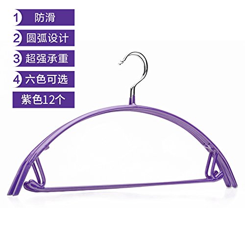 U-emember Home Coat Hanger Strain Adult Iraq And Clothes Hangers Poles Slip Resistant Non-Marking Clothes Rack-Impregnated Plastic Clothes Rack 1, Half-Round Purple Pack Of 12