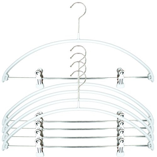 MAWA Reston Lloyd Euro Series Light/Thin Non-Slip Space-Saving 40/PK Clothes Hanger with Bar and Hooks for Pants and Skirts with Clips Set of 5, White, Pack of 5