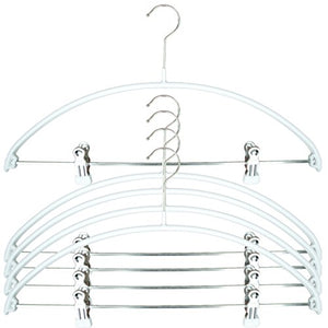 MAWA Reston Lloyd Euro Series Light/Thin Non-Slip Space-Saving 40/PK Clothes Hanger with Bar and Hooks for Pants and Skirts with Clips Set of 5, White, Pack of 5