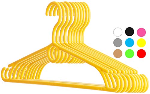Premium Quality Ultra Slim Stylish Standard Plastic Clothes Hangers - 360 Swivel Hook - Strong Durable - Super Space Saving - Perfect for Shirts Pants Suits Dresses - Set of 20 - Yellow
